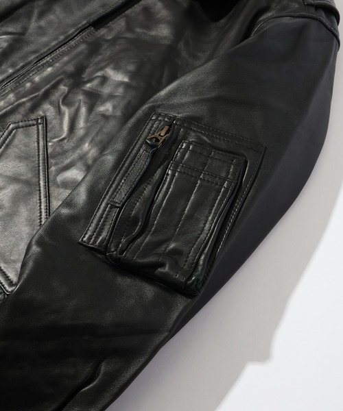 HOUSTON(ヒューストン)の「【HOUSTON/ヒューストン】SHEEP LEATHER CWU45P FLIGHT JACKET/シープレザーCWU45P フライトジャケット(ブルゾン・メンズ・ブラック・M/S/XL/L)」の8枚目の写真