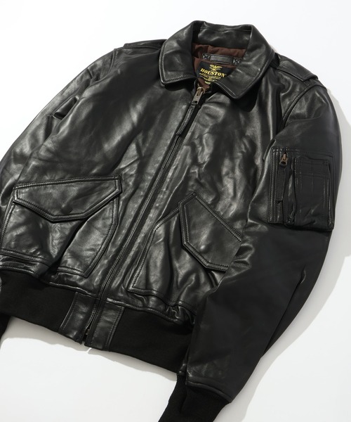 HOUSTON(ヒューストン)の「【HOUSTON/ヒューストン】SHEEP LEATHER CWU45P FLIGHT JACKET/シープレザーCWU45P フライトジャケット(ブルゾン・メンズ・ブラック・M/S/XL/L)」の5枚目の写真