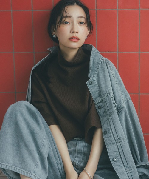 studio CLIP（スタディオクリップ）の「オーバーデニムGジャン《CLIP denim》（デニムジャケット・レディース・ライトベージュ/ライトグレー/ブルー系その他・FREE）」の5枚目の写真