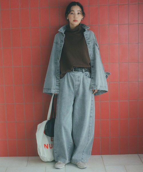 studio CLIP（スタディオクリップ）の「オーバーデニムGジャン《CLIP denim》（デニムジャケット・レディース・ライトベージュ/ライトグレー/ブルー系その他・FREE）」の6枚目の写真