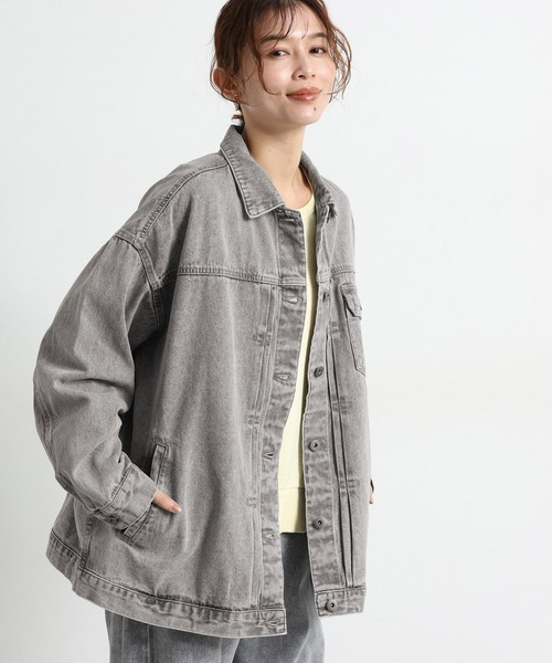 studio CLIP（スタディオクリップ）の「オーバーデニムGジャン《CLIP denim》（デニムジャケット・レディース・ライトベージュ/ライトグレー/ブルー系その他・FREE）」の10枚目の写真