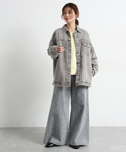studio CLIP（スタディオクリップ）の「オーバーデニムGジャン《CLIP denim》（デニムジャケット・レディース・ライトベージュ/ライトグレー/ブルー系その他・FREE）」の11枚目の写真