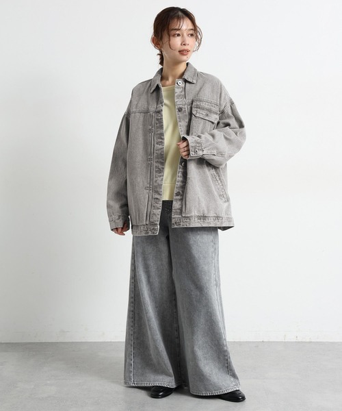studio CLIP（スタディオクリップ）の「オーバーデニムGジャン《CLIP denim》（デニムジャケット・レディース・ライトベージュ/ライトグレー/ブルー系その他・FREE）」の12枚目の写真