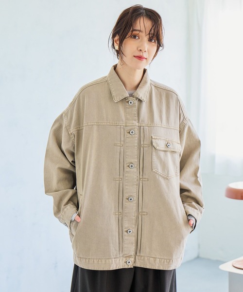 studio CLIP（スタディオクリップ）の「オーバーデニムGジャン《CLIP denim》（デニムジャケット・レディース・ライトベージュ/ライトグレー/ブルー系その他・FREE）」の13枚目の写真