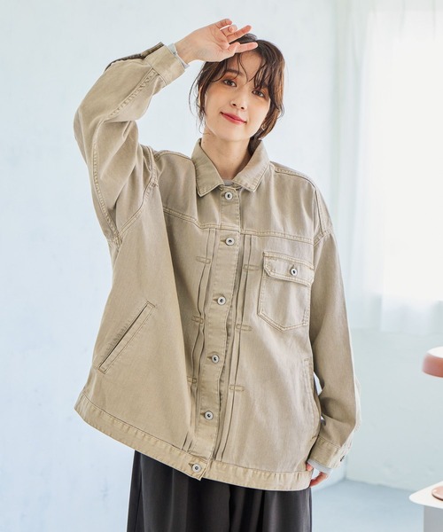 studio CLIP（スタディオクリップ）の「オーバーデニムGジャン《CLIP denim》（デニムジャケット・レディース・ライトベージュ/ライトグレー/ブルー系その他・FREE）」の14枚目の写真