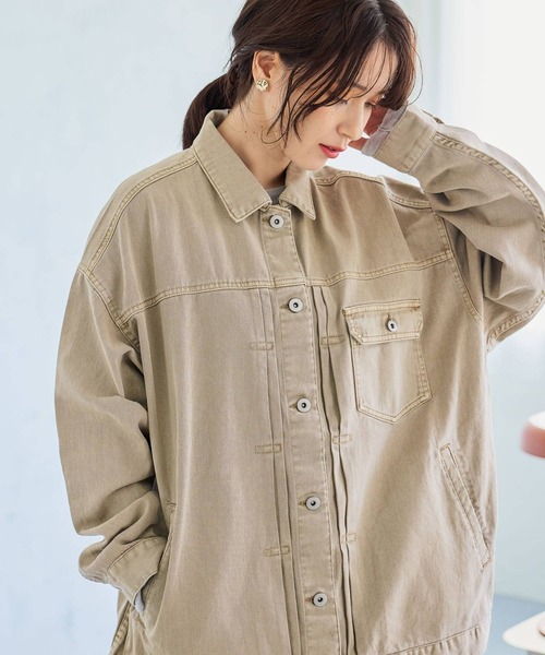 studio CLIP（スタディオクリップ）の「オーバーデニムGジャン《CLIP denim》（デニムジャケット・レディース・ライトベージュ/ライトグレー/ブルー系その他・FREE）」の15枚目の写真