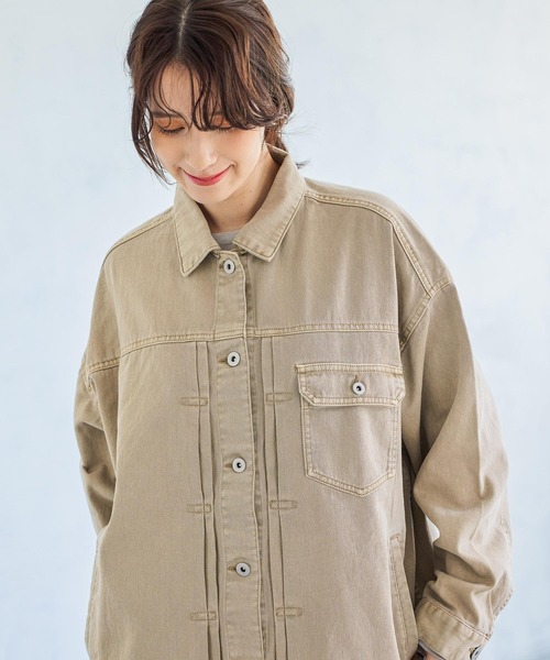 studio CLIP（スタディオクリップ）の「オーバーデニムGジャン《CLIP denim》（デニムジャケット・レディース・ライトベージュ/ライトグレー/ブルー系その他・FREE）」の16枚目の写真