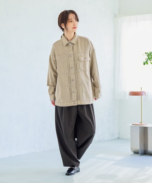 studio CLIP（スタディオクリップ）の「オーバーデニムGジャン《CLIP denim》（デニムジャケット・レディース・ライトベージュ/ライトグレー/ブルー系その他・FREE）」の18枚目の写真