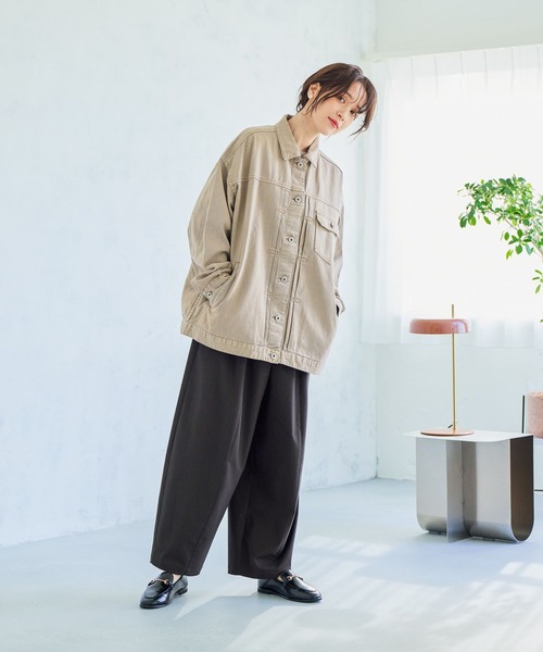 studio CLIP（スタディオクリップ）の「オーバーデニムGジャン《CLIP denim》（デニムジャケット・レディース・ライトベージュ/ライトグレー/ブルー系その他・FREE）」の19枚目の写真