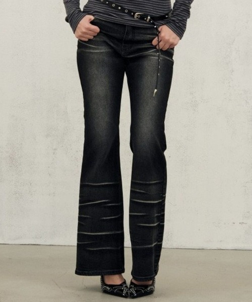 Midnight Move(ミッドナイトムーブ)の「Midnight Move/CROSSデニム(デニムパンツ・レディース・ブラック/ブルー・SMALL)」の1枚目の写真