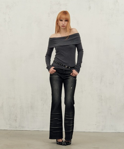 Midnight Move(ミッドナイトムーブ)の「Midnight Move/CROSSデニム(デニムパンツ・レディース・ブラック/ブルー・SMALL)」の3枚目の写真