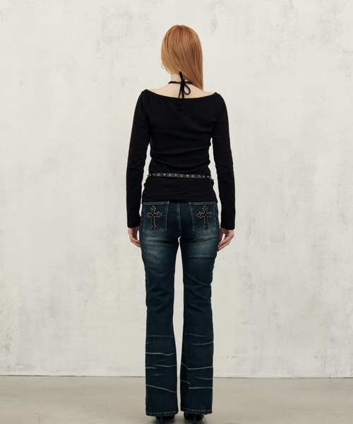 Midnight Move(ミッドナイトムーブ)の「Midnight Move/CROSSデニム(デニムパンツ・レディース・ブラック/ブルー・SMALL)」の14枚目の写真