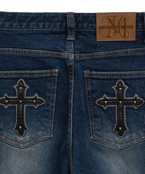 Midnight Move(ミッドナイトムーブ)の「Midnight Move/CROSSデニム(デニムパンツ・レディース・ブラック/ブルー・SMALL)」の17枚目の写真