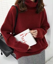 オーバーサイズ」に該当するレディースのニット/セーター（レッド/赤色