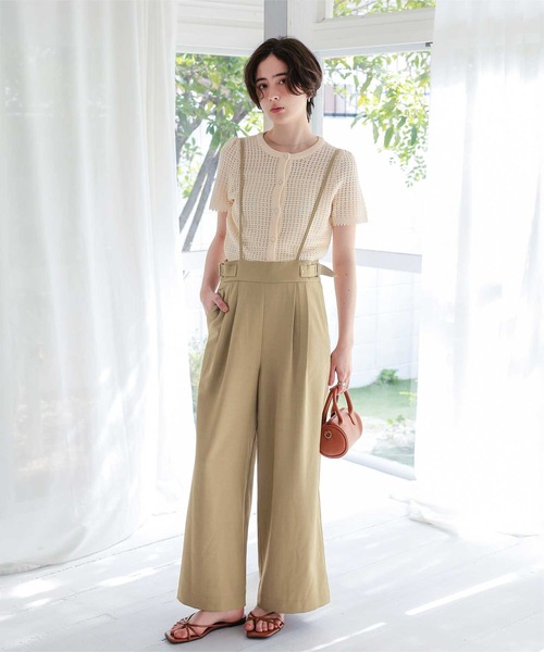 titivate(ティティベイト)の「サスペンダータックワイドパンツ(その他パンツ・レディース・ベージュ/グレー/ブラック・L/M/S)」の1枚目の写真