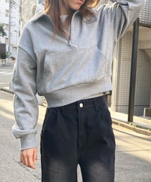 【THE NORTH FACE】ノースフェイス 韓国限定 WHITE LABEL COMFY HALF ZIP SWEATSHIRTS ショート丈 スウェット