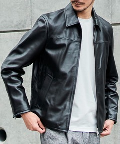 セール】襟付きシープレザーシングルライダースジャケット（ライダース