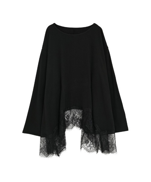 Re:EDIT（リエディ）の「[2026S/S COLLECTION]リブニットソーランダムレースヘムチュニック（Tシャツ/カットソー・レディース・オフホワイト/ブラック・MEDIUM/LARGE）」の19枚目の写真