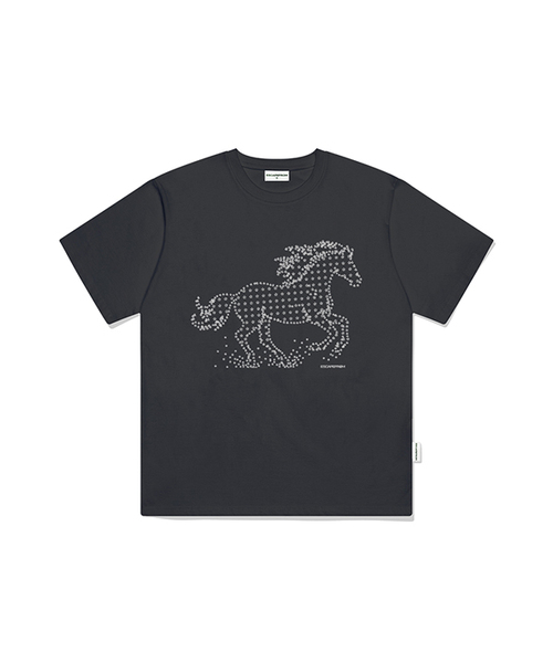 ESCAPEFROM（エスケープフロム）の「スターホースプリントオーバーサイズ半袖Tシャツ [5色]（Tシャツ/カットソー・レディース・チャコール/ブラック/ホワイト/グレー/ブラウン・SMALL/MEDIUM/LARGE）」の4枚目の写真