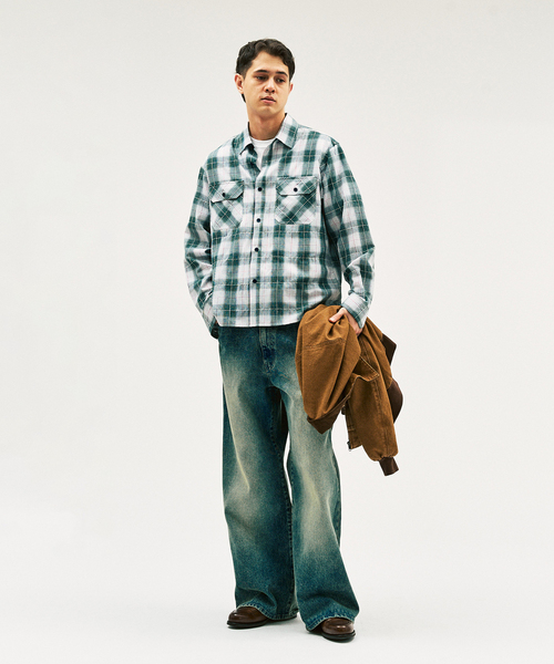 417 EDIFICE（フォーワンセブンエディフィス）の「ステッチチェック シャツ（シャツ/ブラウス・メンズ・ブラウン/グリーン/ピンク・MEDIUM/LARGE）」の5枚目の写真