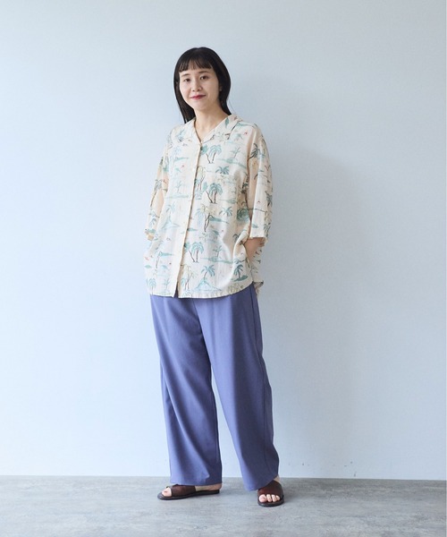 yuni(ユニ )の「△Island print open collar shirt(シャツ/ブラウス・レディース・ベージュ/ピンク・FREE)」の3枚目の写真