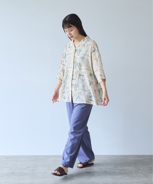 yuni(ユニ )の「△Island print open collar shirt(シャツ/ブラウス・レディース・ベージュ/ピンク・FREE)」の4枚目の写真