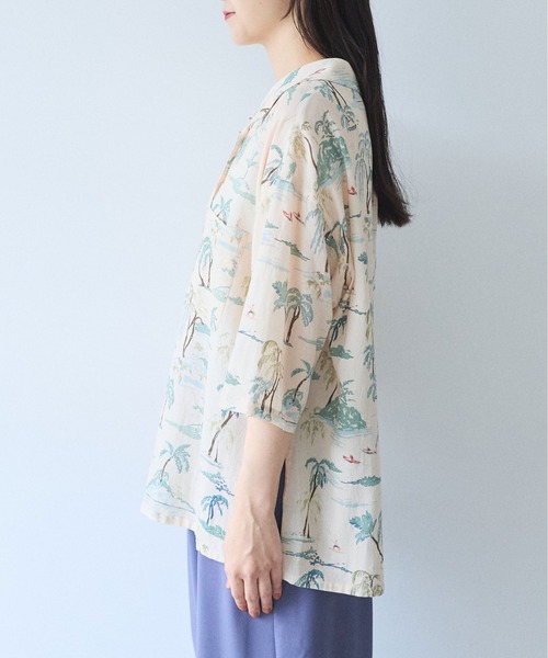 yuni(ユニ )の「△Island print open collar shirt(シャツ/ブラウス・レディース・ベージュ/ピンク・FREE)」の12枚目の写真