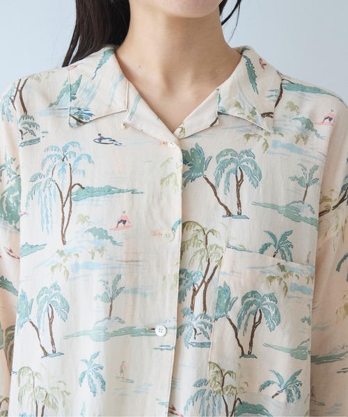 yuni(ユニ )の「△Island print open collar shirt(シャツ/ブラウス・レディース・ベージュ/ピンク・FREE)」の14枚目の写真