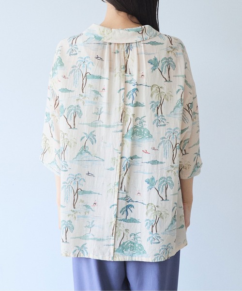 yuni(ユニ )の「△Island print open collar shirt(シャツ/ブラウス・レディース・ベージュ/ピンク・FREE)」の13枚目の写真