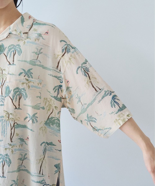 yuni(ユニ )の「△Island print open collar shirt(シャツ/ブラウス・レディース・ベージュ/ピンク・FREE)」の18枚目の写真