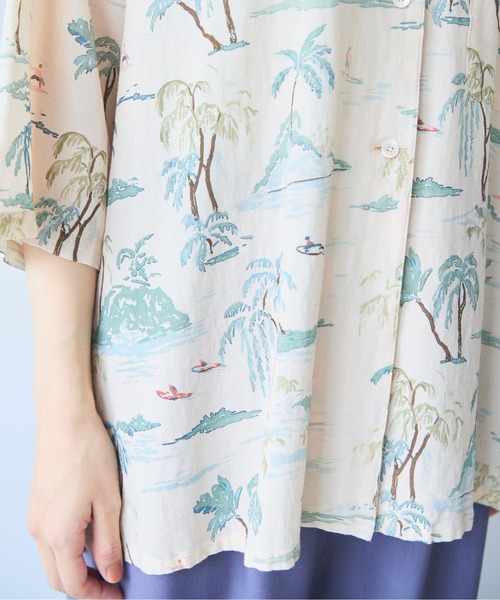 yuni(ユニ )の「△Island print open collar shirt(シャツ/ブラウス・レディース・ベージュ/ピンク・FREE)」の19枚目の写真