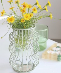 MILLION CARATS（ミリオンカラッツ）の「《neulo》 軽やかな線で空間にリズムを添えるガラスインナー付きワイヤーミニベース（フラワーベース）」