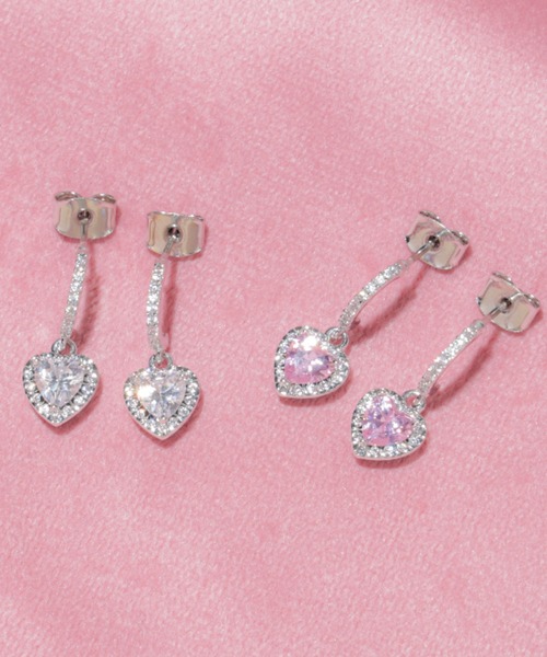 JILL by JILL STUART(ジルバイジルスチュアート)の「Cubic プチハートピアス(ピアス(両耳用)・レディース・ピンク/シルバー・FREE)」の2枚目の写真