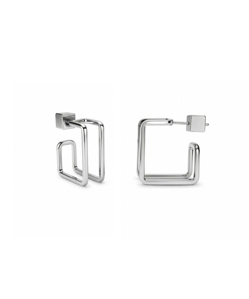 Lyvi(ライビィ)の「Framed Square Piercing / 金属アレルギー対応(ピアス(両耳用)・レディース・シルバー/ゴールド・FREE)」の1枚目の写真