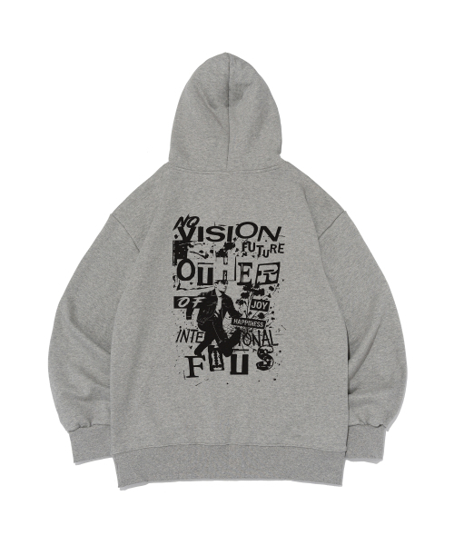 OTHERFITS（アザーフィッツ）の「[起毛/NO起毛] NO-VISION フードパーカー (グレー)（パーカー・メンズ・その他・SMALL/MEDIUM/LARGE/X-LARGE/S-M/M-L/L-XL/XL-XXL）」の3枚目の写真
