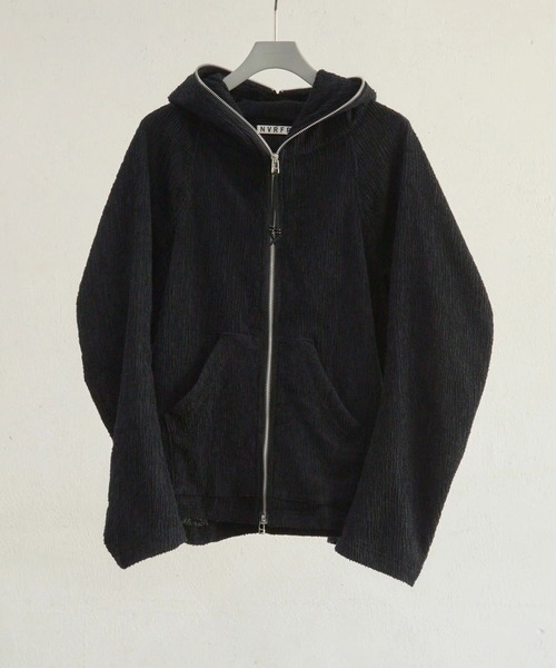 NVRFRGT(ネヴァーフォーゲット)の「【NVRFRGT】SEMI SHEER FULL ZIP UP HOODIE(パーカー・メンズ・ブラック/ナチュラル・1/3/2)」の2枚目の写真