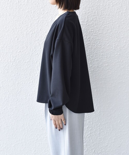SHIPS Colors:〈手洗い可能〉カット ジョーゼット Vネック