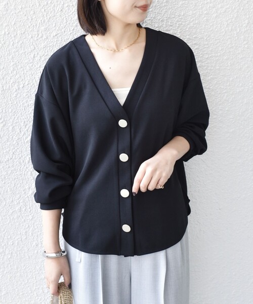SHIPS Colors:〈手洗い可能〉カット ジョーゼット Vネック