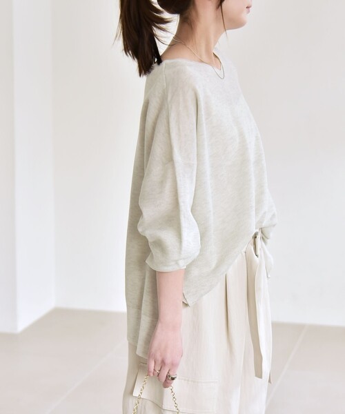 quaranciel（カランシエル）の「quaranciel:〈手洗い可能〉シアー 2way Vネック ドルマン ニット プルオーバー（ニット/セーター・レディース・シルバー/ネイビー/ラベンダー・ONE SIZE）」の21枚目の写真