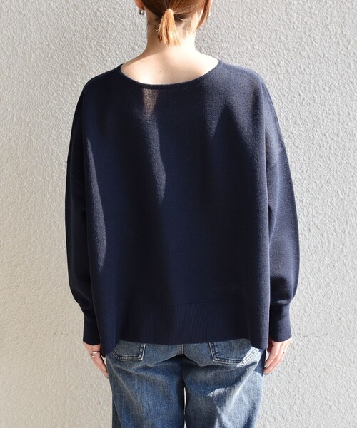 quaranciel:〈手洗い可能〉シアー 2way Vネック ドルマン ニット プル