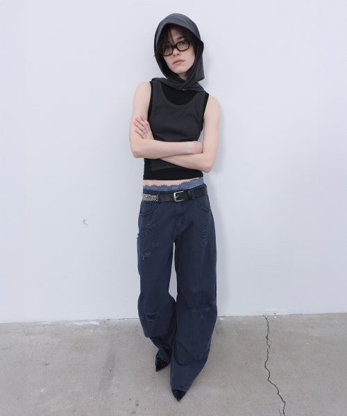 LCDC TM(エルシーディーシーティーエム)の「DOUBLE LAYERED SLEEVELESS TOP (BLACK)(Tシャツ/カットソー・レディース・その他・SMALL/MEDIUM)」の8枚目の写真
