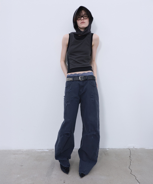 LCDC TM(エルシーディーシーティーエム)の「DOUBLE LAYERED SLEEVELESS TOP (BLACK)(Tシャツ/カットソー・レディース・その他・SMALL/MEDIUM)」の7枚目の写真