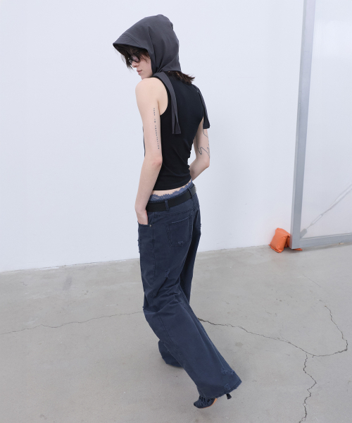 LCDC TM(エルシーディーシーティーエム)の「DOUBLE LAYERED SLEEVELESS TOP (BLACK)(Tシャツ/カットソー・レディース・その他・SMALL/MEDIUM)」の6枚目の写真