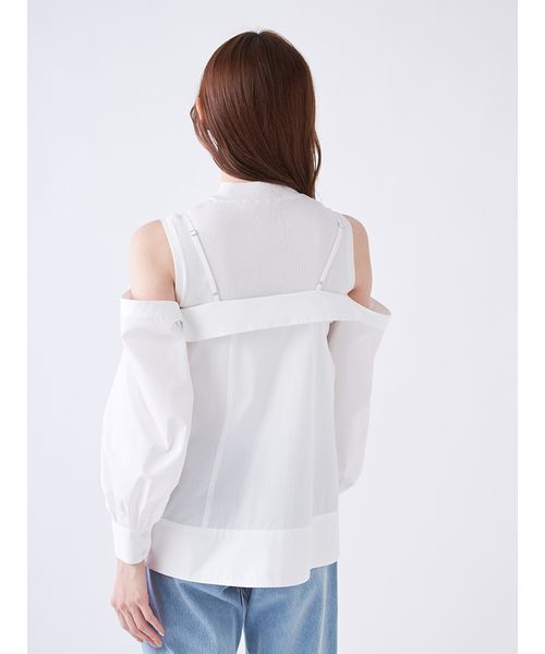 SNIDEL（スナイデル）の「デザインシャツレイヤードニットトップス（ニット/セーター・レディース・ホワイト/サックスブルー/グレー・F）」の5枚目の写真