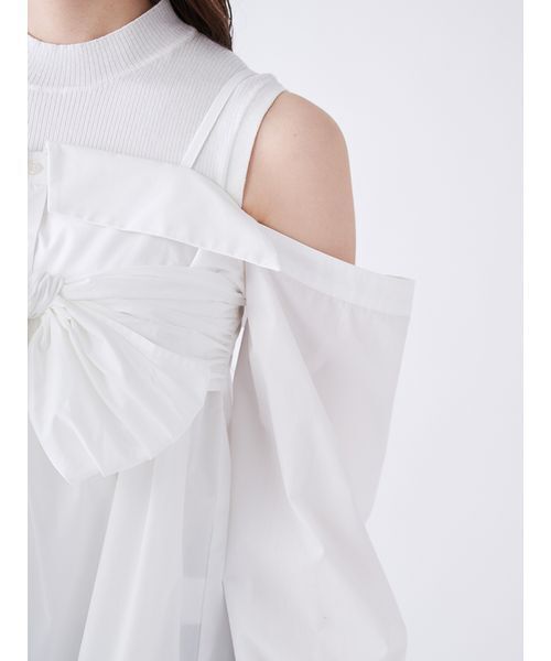 SNIDEL（スナイデル）の「デザインシャツレイヤードニットトップス（ニット/セーター・レディース・ホワイト/サックスブルー/グレー・F）」の8枚目の写真