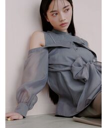 SNIDEL | デザインシャツレイヤードニットトップス(ニット/セーター)