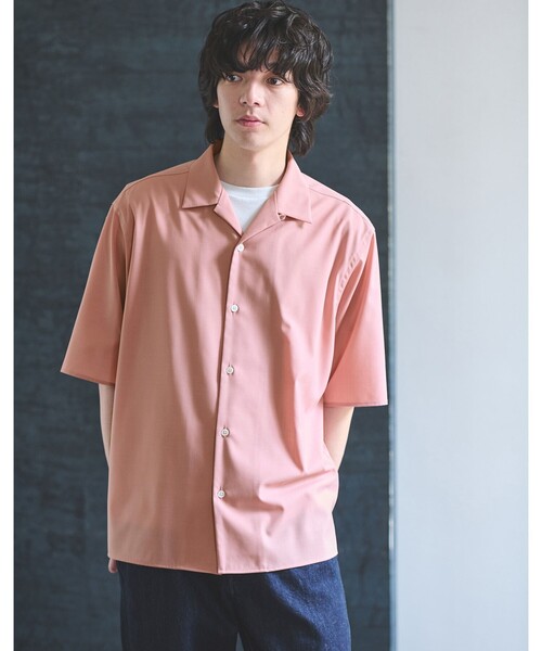 green label relaxing(グリーンレーベルリラクシング)の「ウォッシャブルトロ オープンカラー シャツ -ストレッチ-(シャツ/ブラウス・メンズ・ライトピンク/ブラック/ロイヤルブルー/モカ/ライム・XL/L/M/S/XS)」の5枚目の写真
