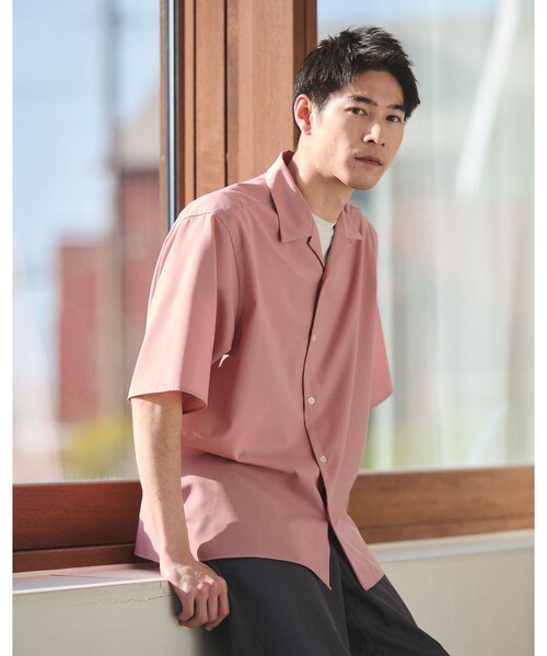 green label relaxing(グリーンレーベルリラクシング)の「ウォッシャブルトロ オープンカラー シャツ -ストレッチ-(シャツ/ブラウス・メンズ・ライトピンク/ブラック/ロイヤルブルー/モカ/ライム・XL/L/M/S/XS)」の8枚目の写真