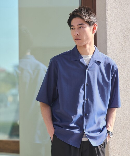 green label relaxing(グリーンレーベルリラクシング)の「ウォッシャブルトロ オープンカラー シャツ -ストレッチ-(シャツ/ブラウス・メンズ・ライトピンク/ブラック/ロイヤルブルー/モカ/ライム・XL/L/M/S/XS)」の11枚目の写真