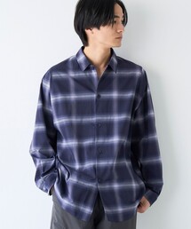 楽はおりオンブレチェックシャツ【ストレッチ、防シワ】